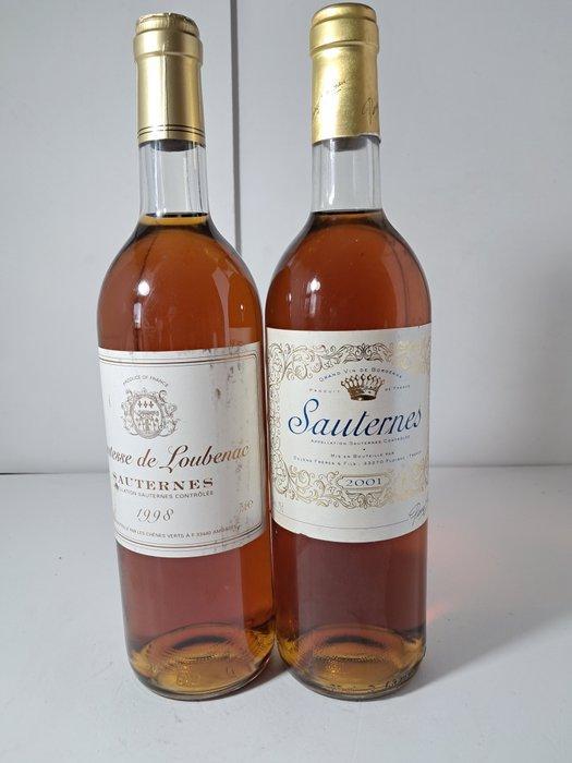 2001 Sauternes & 1998 Comtesse de loubenac - Sauternes - 2, Verzamelen, Wijnen