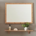 Wandspiegel Boksereys 80x60 cm met plank bamboe naturel [en., Verzenden, Nieuw