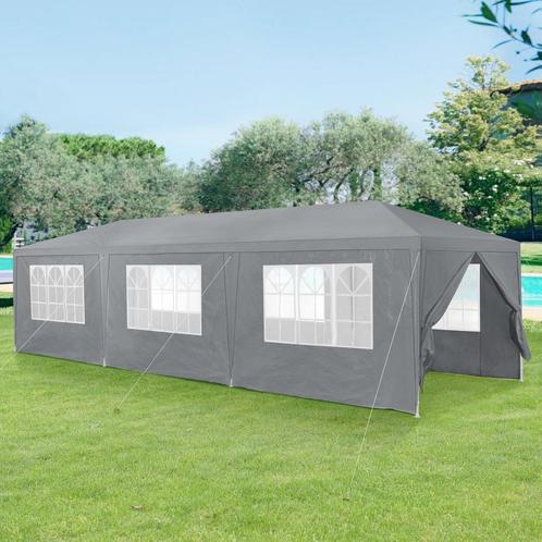 Paviljoen partytent met 8 zijwanden 9x3x2,55 m donkergrijs, Tuin en Terras, Partytenten, Nieuw, Verzenden