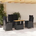 vidaXL 4-delige Tuinset met kussens poly rattan zwart, Tuin en Terras, 4 zitplaatsen, Nieuw, Tuinset, Verzenden