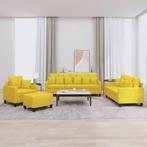 vidaXL 4-delige Loungeset met kussens stof lichtgeel, Huis en Inrichting, Banken | Bankstellen, Verzenden, Nieuw, Vierpersoons of meer
