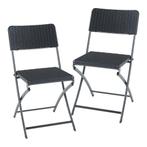 Klapstoel Mark set van 2 tuinstoelen 81x45x58 cm rotan look, Caravans en Kamperen, Verzenden, Nieuw