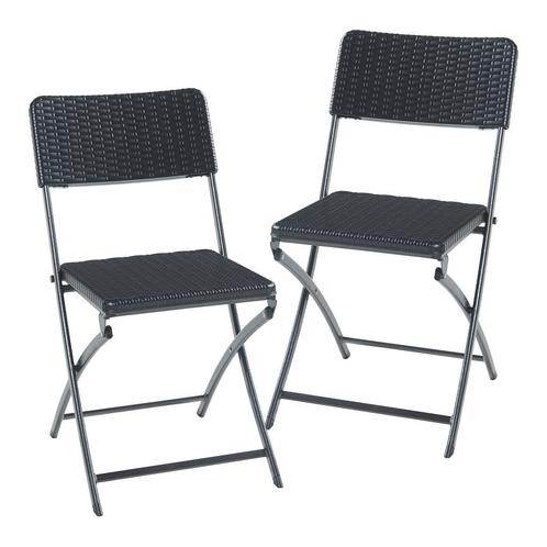 Klapstoel Mark set van 2 tuinstoelen 81x45x58 cm rotan look, Caravans en Kamperen, Kampeeraccessoires, Nieuw, Verzenden
