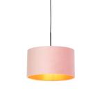 Hanglamp met velours kap roze met goud 35 cm - Combi, Nieuw, Overige materialen, Landelijk / Rustiek, 75 cm of meer