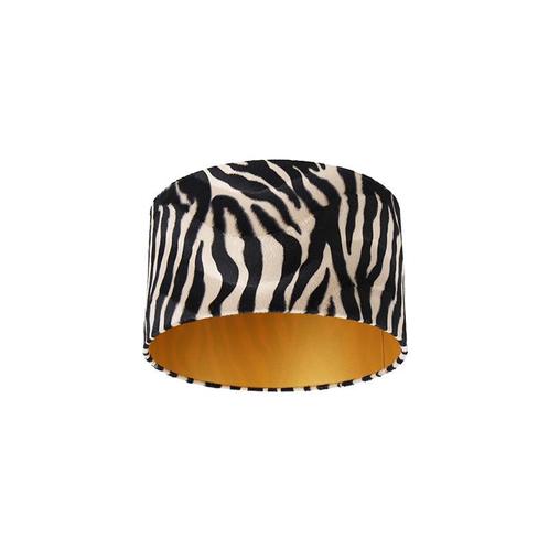 Velours lampenkap zebra dessin 35/35/20 gouden binnenkant, Huis en Inrichting, Lampen | Lampenkappen, Minder dan 25 cm, Overige vormen