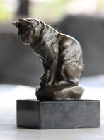 Beeld, sitting cat - 12 cm - brons marmer