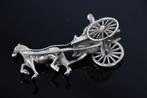 Miniatuur beeldje - Paard en wagen - .835 zilver, Antiek en Kunst