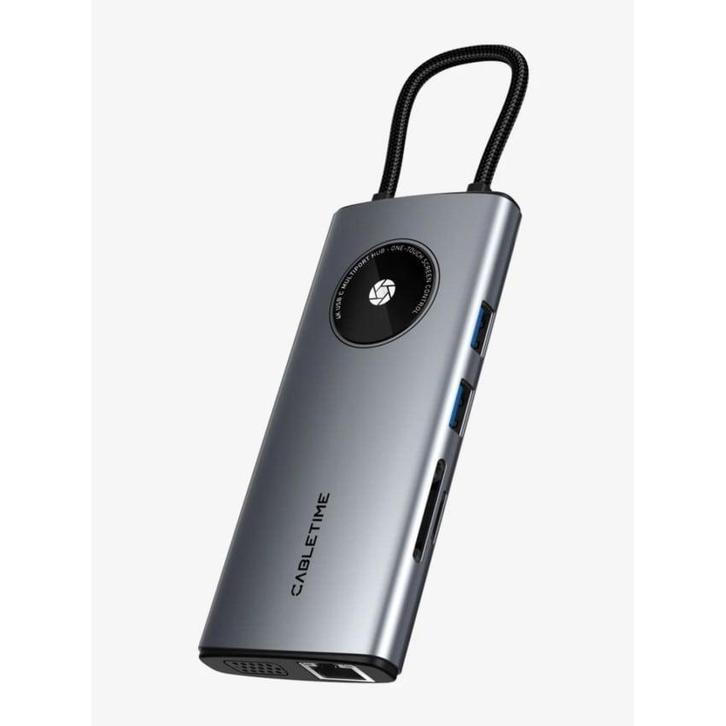 Cabletime – 10 in 1 Multi USB-C Hub adapter - 4K - HDMI, Computers en Software, Dockingstations, USB-hub, Nieuw, Laptop, Ophalen of Verzenden