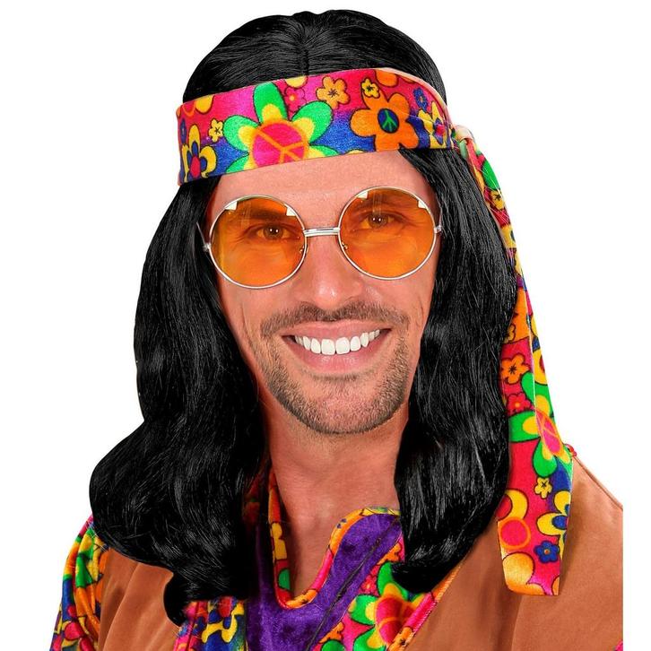 Zwarte Hippie Pruik Halflang, Hobby en Vrije tijd, Feestartikelen, Nieuw, Verzenden