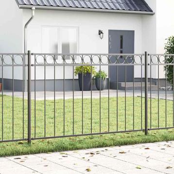 vidaXL Tuin Hek Grijs Staal beschikbaar voor biedingen