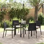 vidaXL 5-delige tuin eetset in zwart poly rattan, Tuin en Terras, Verzenden, Nieuw, Rotan