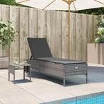 vidaXL Ligbed met tafel en kussen poly rattan grijs, Tuin en Terras, Ligbedden, Verzenden, Nieuw