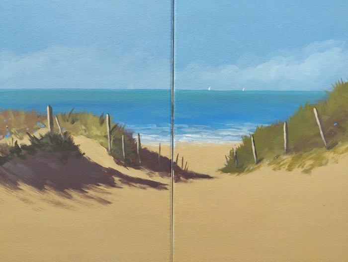 Nicolas Maillet (1965) - Lumières de lîle de Ré - Diptyque, Antiek en Kunst, Kunst | Schilderijen | Klassiek