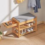 Bamboe Schoenenbank met Zitkussen en Lade – Hal Schoenenrek, Huis en Inrichting, Verzenden, Nieuw