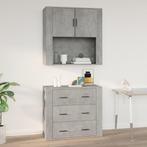 vidaXL Wandkast 80x33x80 cm bewerkt hout betongrijs, Huis en Inrichting, Kasten | Overige, Verzenden, Nieuw