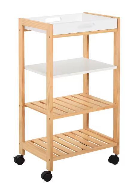 Witte Keukenwagen met Planken & Afneembaar Dienblad, Huis en Inrichting, Keuken | Keukenelementen, Nieuw, Verzenden