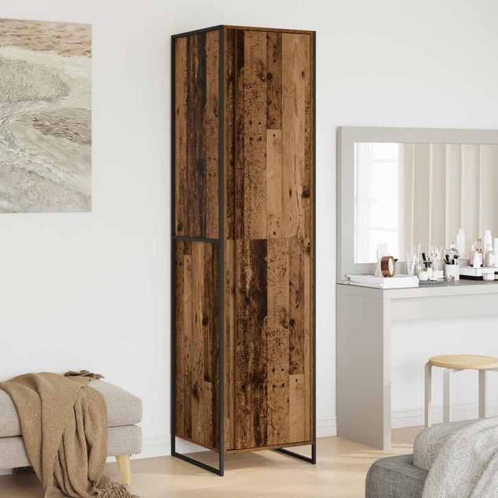 vidaXL Warderobe 2 pcs Oud Hout 50 x 50 x 200 cm Bewerkt, Huis en Inrichting, Kasten | Kledingkasten, Nieuw, Verzenden