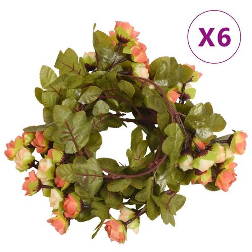 vidaXL Kerstslingers met bloemen 6 st 215 cm zonsopgang rood, Hobby en Vrije tijd, Feestartikelen, Nieuw, Verzenden