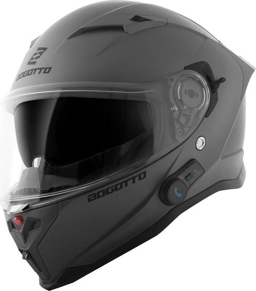 Bogotto H153 BT Mat Grijs Bluetooth Helm, Motoren, Kleding | Motorhelmen, Integraalhelm, Heren, M, Nieuw met kaartje, Overige merken