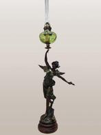 afteEmile BRUCHON (1806-1895) - Olielamp - Spelter, Glas,