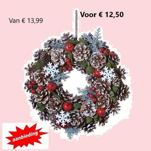 Kerstkrans dennenappels met decoratie Ø 30cm multikleur, Diversen, Kerst, Nieuw, Verzenden