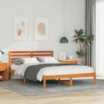vidaXL Bedframe Wasbruin 140 x 220 cm Massief grenenhout, Huis en Inrichting, Slaapkamer | Bedden, Verzenden, Nieuw, Bruin, Hout