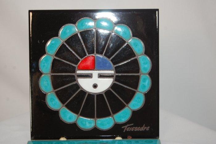 Tegel (2) - Cleo Teissedre / USA - 1970-1980 - 15x15cm, Antiek en Kunst, Antiek | Glas en Kristal