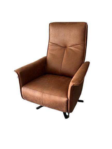 Living XL relaxstoel in leder in de kleur cognac, Huis en Inrichting, Fauteuils, 50 tot 75 cm, Minder dan 75 cm, Zo goed als nieuw