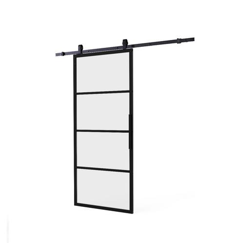 Intersteel DIY schuifdeur Cubo incl. mat glas 2150mm + zwart, Doe-het-zelf en Verbouw, Deuren en Horren, Nieuw, Verzenden