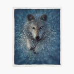 Fleecedeken - Running Wolf Splash - 150x200cm, Huis en Inrichting, Woonaccessoires | Plaids en Woondekens, Ophalen of Verzenden