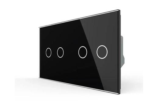 Slimme Lichtschakelaar Livolo 2+2 | Wissel | Zwart Glas, Doe-het-zelf en Verbouw, Elektra en Kabels, Schakelaar, Nieuw, Ophalen of Verzenden