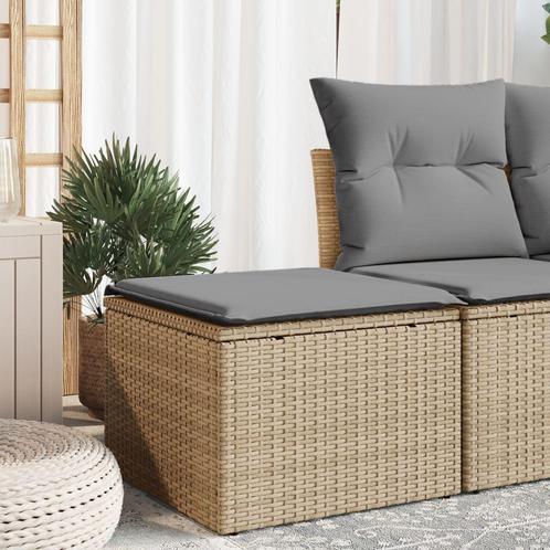 vidaXL Tuinkruk met kussen 55x55x37 cm poly rattan beige, Tuin en Terras, Tuinsets en Loungesets, Nieuw, Rotan, Verzenden