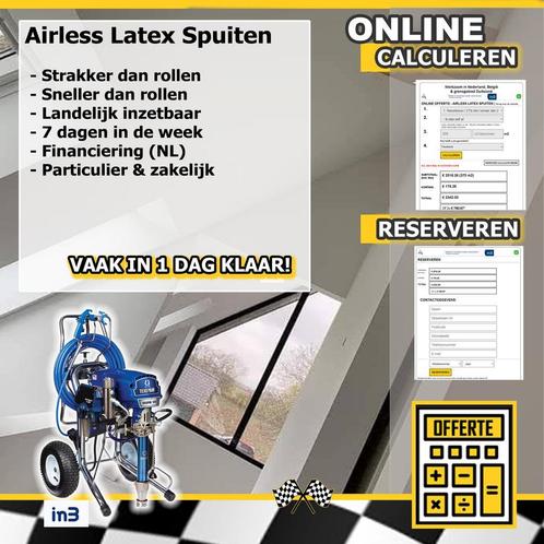 Airless-latex-spuiten | IN3 | online offerte | Bel0640639094, Diensten en Vakmensen, Schilders en Behangers