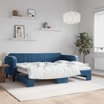 vidaXL Slaapbank met onderschuifbed 80x200 cm fluweel blauw, Huis en Inrichting, Slaapkamer | Bedden, Eenpersoons, Nieuw, 80 cm