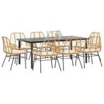 vidaXL 9-delige Tuinset met kussens poly rattan glas bruin, Tuin en Terras, Tuinsets en Loungesets, Nieuw, 8 zitplaatsen, Tuinset