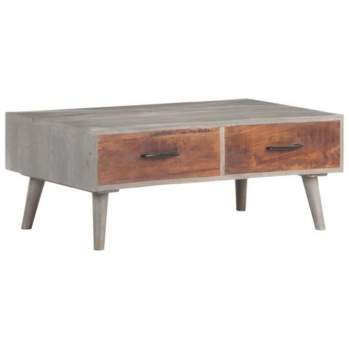 vidaXL Salontafel 100x60x40 cm massief ruw mangohout grijs, Huis en Inrichting, Tafels | Salontafels, 100 tot 150 cm, Nieuw, Overige houtsoorten