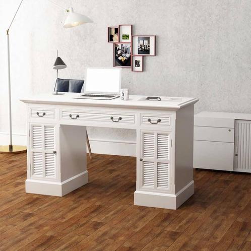 vidaXL Bureau ministre wit 140x48x80 cm, Huis en Inrichting, Bureaus, Nieuw, Verzenden
