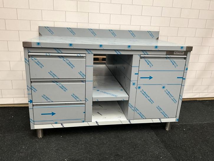 Elfinox RVS Werkbank met 3 lades en kanteldeur | 140 CM, Zakelijke goederen, Horeca | Keukenapparatuur, Ophalen of Verzenden