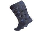 3 paar Heren kniekousen - Geruit - Blauw-mix, Verzenden, Nieuw