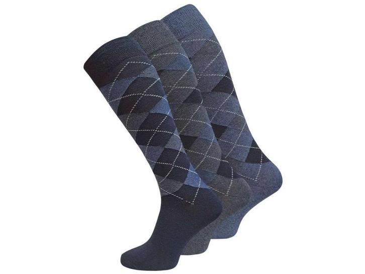 3 paar Heren kniekousen - Geruit - Blauw-mix, Kleding | Heren, Sokken en Kousen, Verzenden