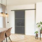 Stalen Schuifdeur met koofsysteem 3 Vlaks Olijfgroen Rook gl, Nieuw, Metaal, 75 tot 150 cm, 150 tot 225 cm