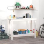 vidaXL Werkbank 110x50x80 cm massief grenenhout wit, Doe-het-zelf en Verbouw, Werkbanken, Verzenden, Nieuw