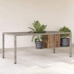 vidaXL Tuintafel met glazen blad 190x90x75 cm poly rattan, Tuin en Terras, Tuintafels, Verzenden, Nieuw