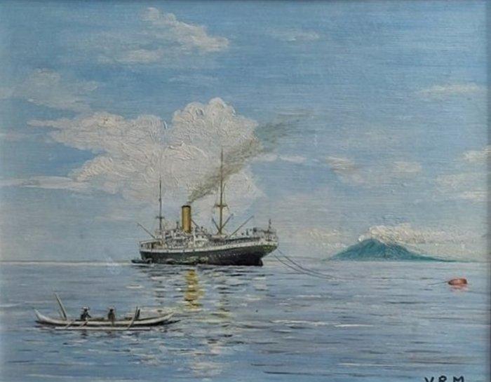 F van Raesfeld Meijer (XX) - Bontekoe op de reede van Menado, Antiek en Kunst, Kunst | Schilderijen | Klassiek