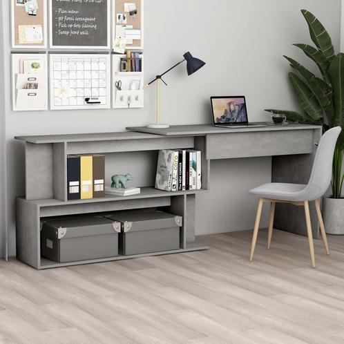 vidaXL Hoekbureau 200x50x76 cm bewerkt hout betongrijs, Huis en Inrichting, Bureaus, Nieuw, Verzenden