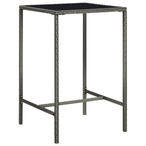 vidaXL Tuinbartafel 70x70x110 cm poly rattan en glas grijs, Tuin en Terras, Tuintafels, Nieuw, Verzenden