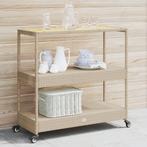 vidaXL Keukentrolley 3-laags poly rattan en massief, Huis en Inrichting, Keuken | Keukenbenodigdheden, Verzenden, Nieuw