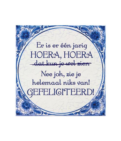 Delftsblauw Tegel Er Is Er Één Jarig 15cm, Huis en Inrichting, Woonaccessoires | Schilderijen, Tekeningen en Foto's, Nieuw, Verzenden