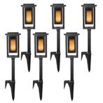 set van 6 LED Solar Fakkel Tuinlamp Zwart Tuinverlichting, Zonne-energie, Kunststof, Verzenden, Minder dan 50 watt