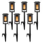 set van 6 LED Solar Fakkel Tuinlamp Zwart Tuinverlichting, Tuin en Terras, Buitenverlichting, Verzenden, Nieuw